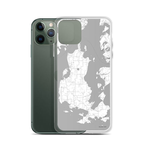 Custom Lopez Island Washington Map Phone Case in Classic on Table with Laptop and Plant