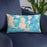 Custom Lopez Island Washington Map Throw Pillow in Watercolor on Blue Colored Chair