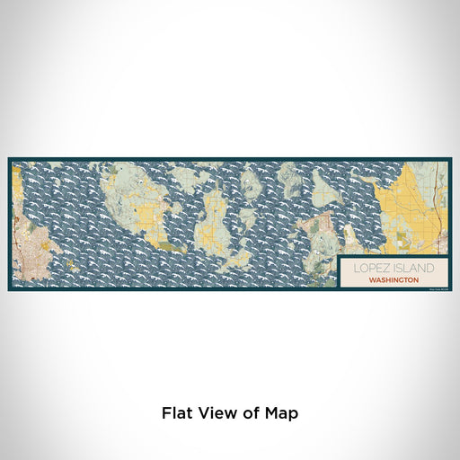 Flat View of Map Custom Lopez Island Washington Map Enamel Mug in Woodblock