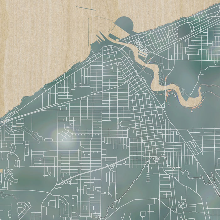 Lorain Ohio Map Print in Afternoon Style Zoomed In Close Up Showing Details