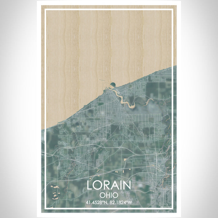 Lorain Ohio Map Print Portrait Orientation in Afternoon Style With Shaded Background