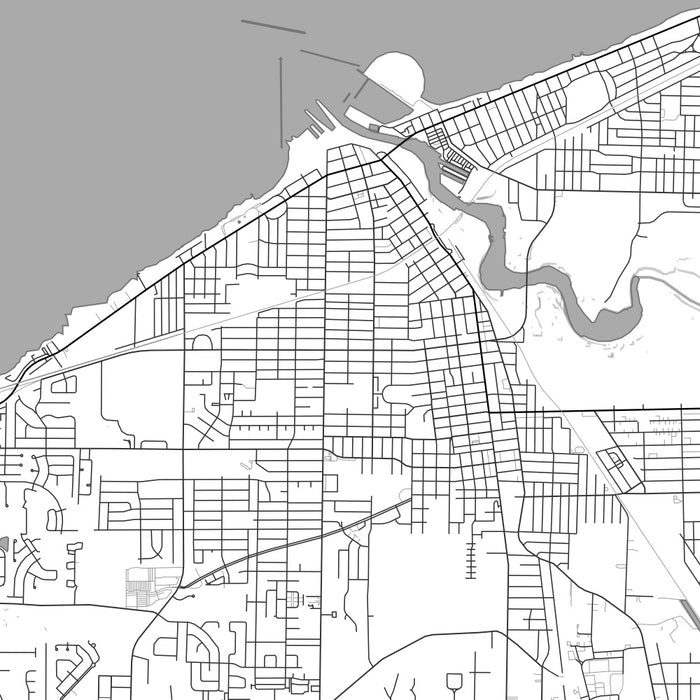 Lorain Ohio Map Print in Classic Style Zoomed In Close Up Showing Details