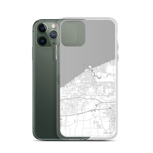Custom Lorain Ohio Map Phone Case in Classic on Table with Laptop and Plant