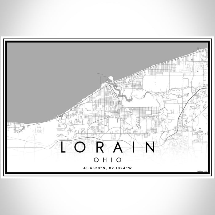 Lorain Ohio Map Print Landscape Orientation in Classic Style With Shaded Background