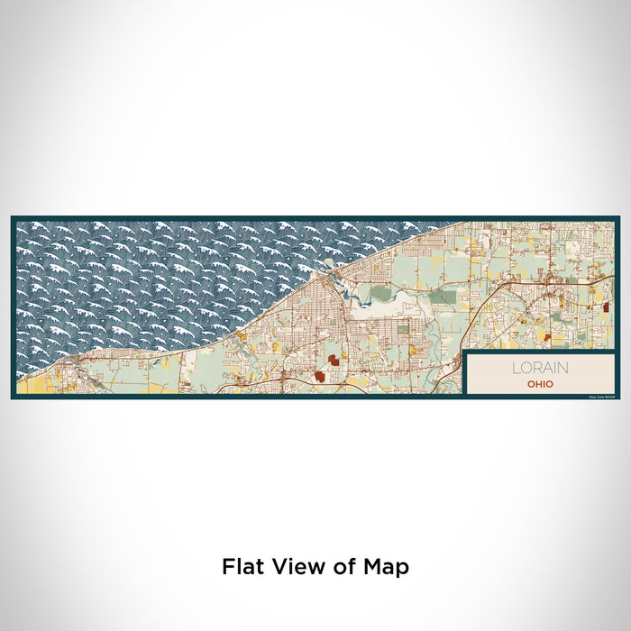 Flat View of Map Custom Lorain Ohio Map Enamel Mug in Woodblock