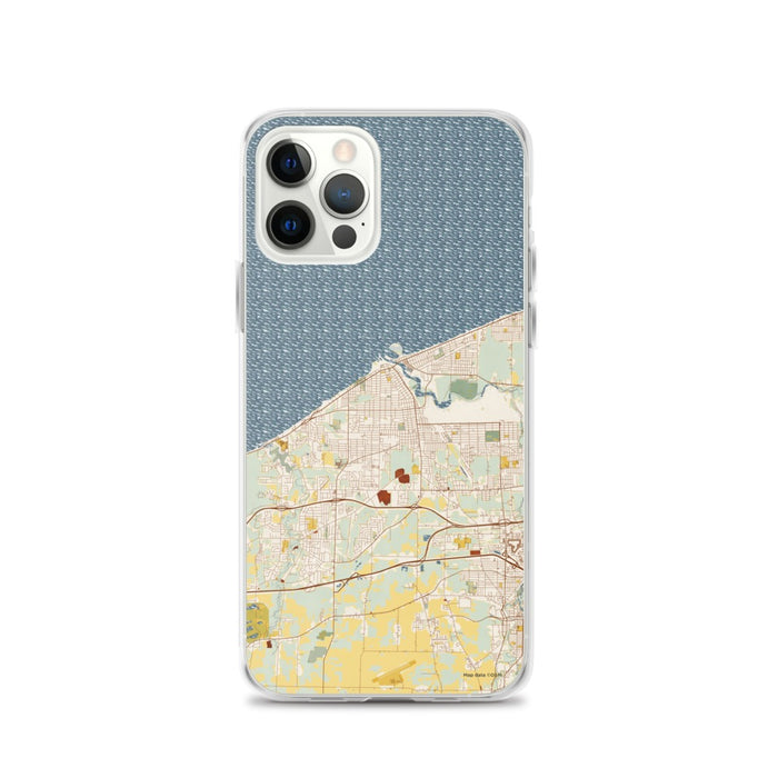 Custom Lorain Ohio Map iPhone 12 Pro Phone Case in Woodblock