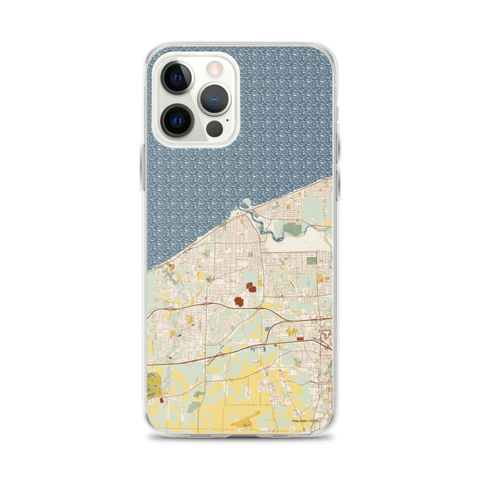 Custom Lorain Ohio Map iPhone 12 Pro Max Phone Case in Woodblock