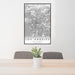 24x36 Los Angeles California Map Print Portrait Orientation in Classic Style Behind 2 Chairs Table and Potted Plant