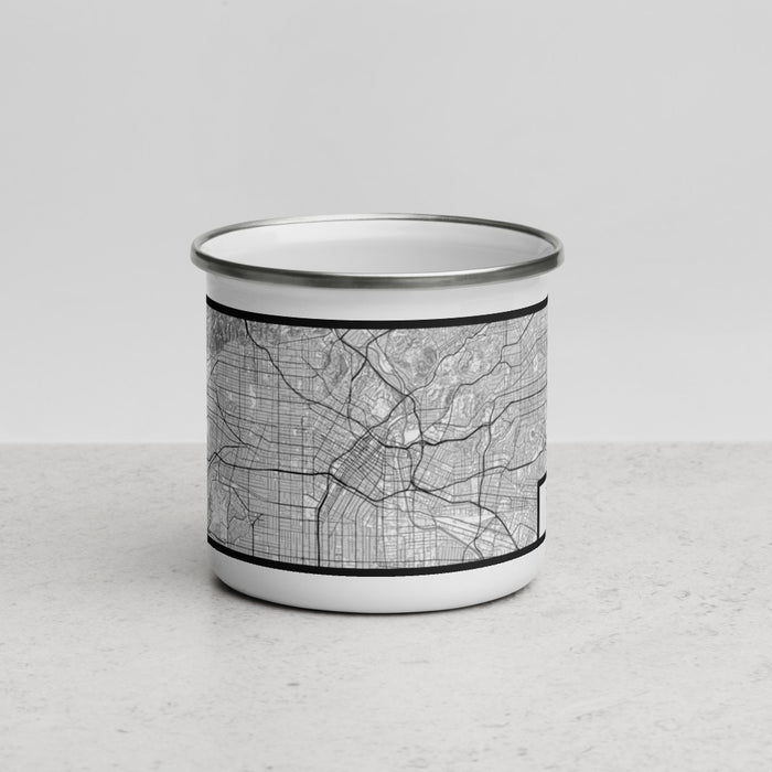 Front View Custom Los Angeles California Map Enamel Mug in Classic