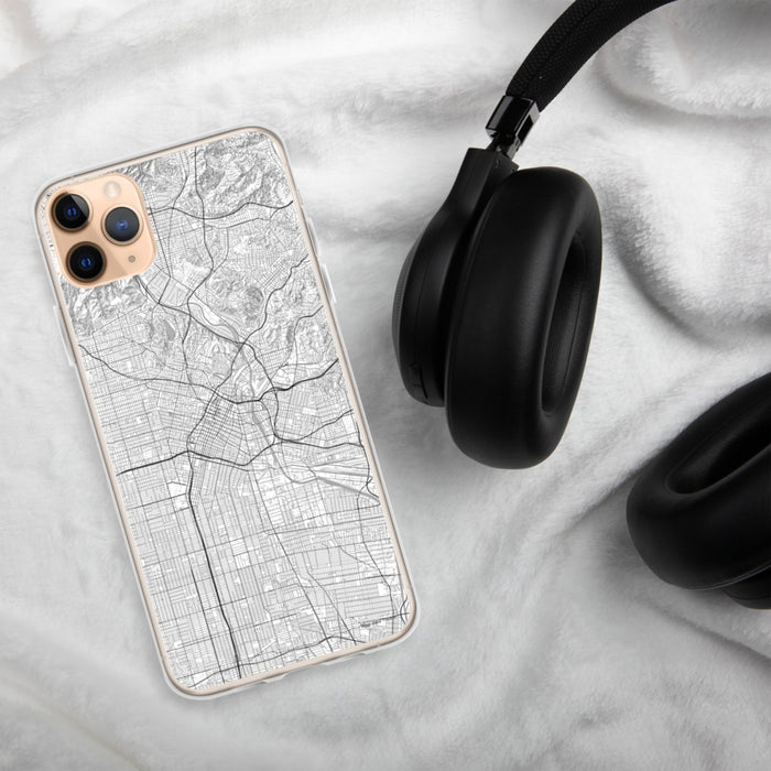 Custom Los Angeles California Map Phone Case in Classic on Table with Black Headphones