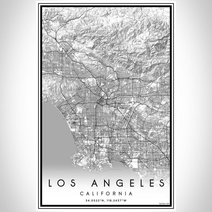 Los Angeles California Map Print Portrait Orientation in Classic Style With Shaded Background