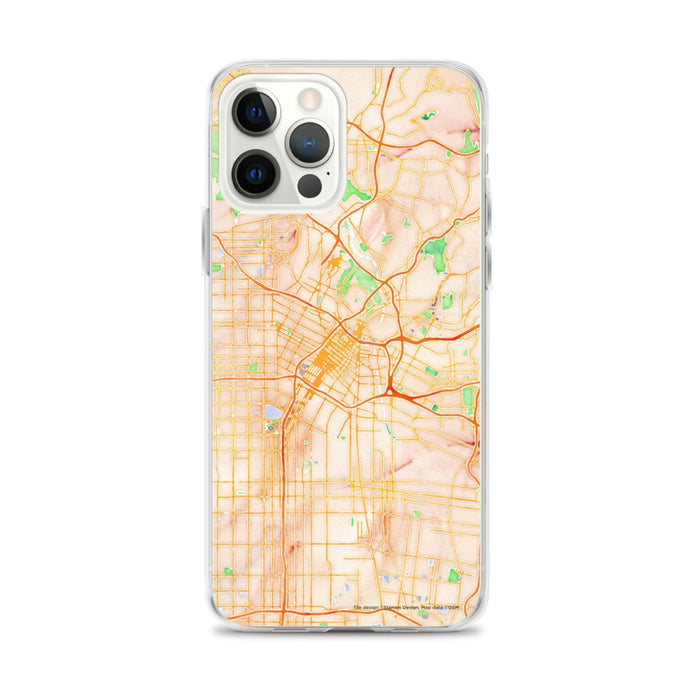 Custom Los Angeles California Map iPhone 12 Pro Max Phone Case in Watercolor