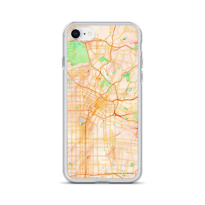 Custom Los Angeles California Map iPhone SE Phone Case in Watercolor