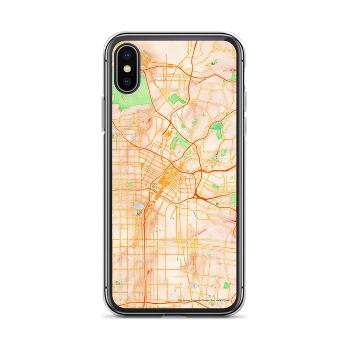 Custom Los Angeles California Map Phone Case in Watercolor