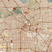 Los Angeles California Map Print in Woodblock Style Zoomed In Close Up Showing Details