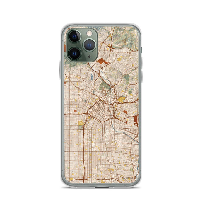 Custom Los Angeles California Map Phone Case in Woodblock