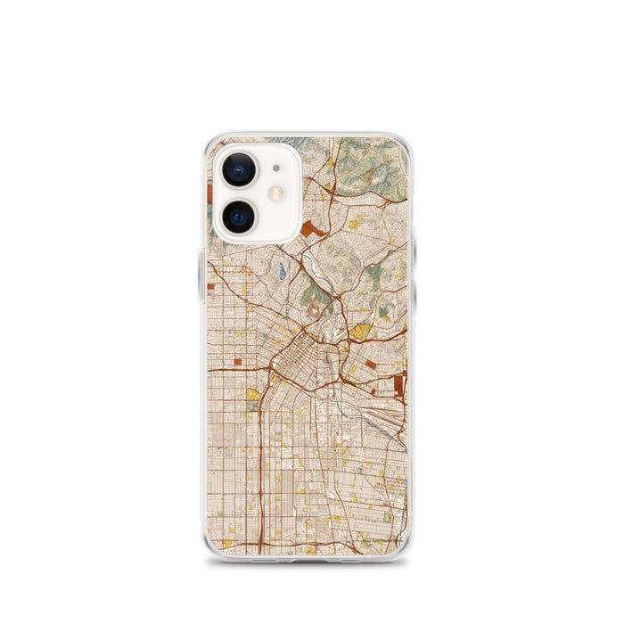 Custom Los Angeles California Map iPhone 12 mini Phone Case in Woodblock