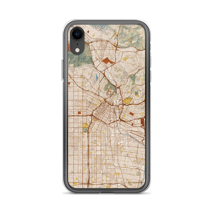 Custom Los Angeles California Map Phone Case in Woodblock