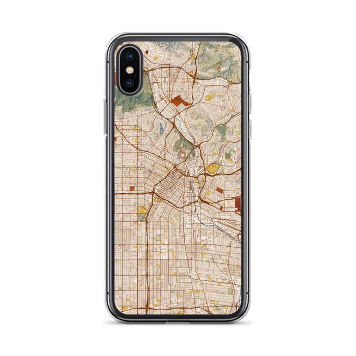 Custom Los Angeles California Map Phone Case in Woodblock