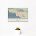 12x18 Los Angeles California Map Print Landscape Orientation in Woodblock Style With Small Cactus Plant in White Planter
