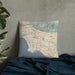 Custom Los Angeles California Map Throw Pillow in Woodblock on Bedding Against Wall