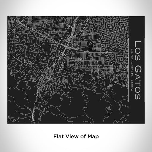 Rendered View of Los Gatos California Map Engraving on 20oz Stainless Steel Insulated Bottle with Bamboo Top in Black