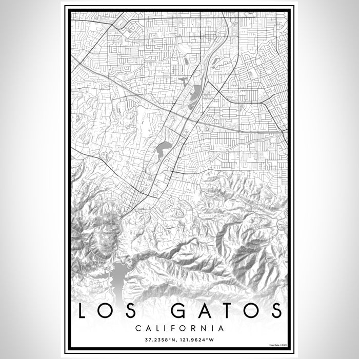 Los Gatos California Map Print Portrait Orientation in Classic Style With Shaded Background