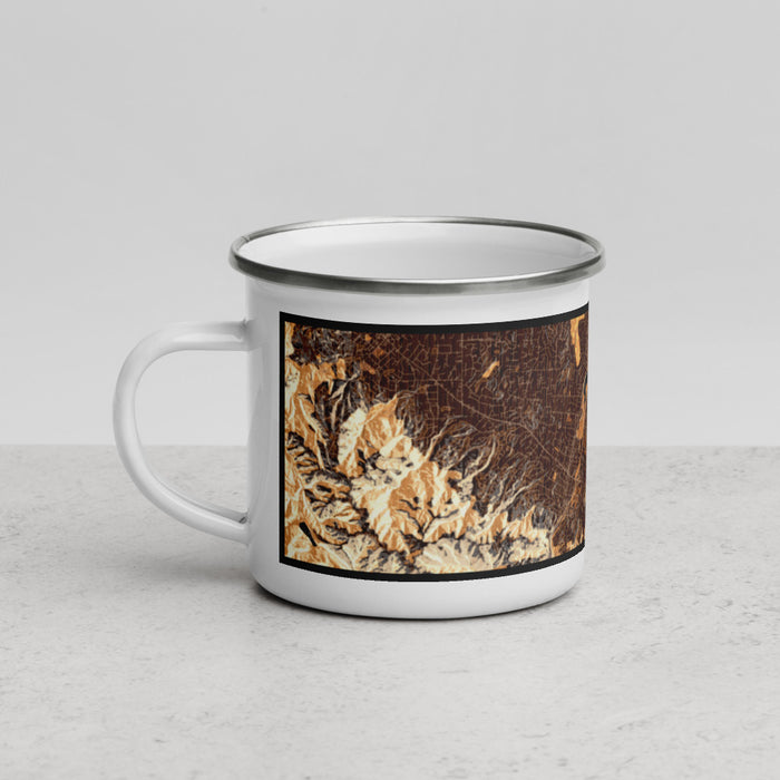 Left View Custom Los Gatos California Map Enamel Mug in Ember