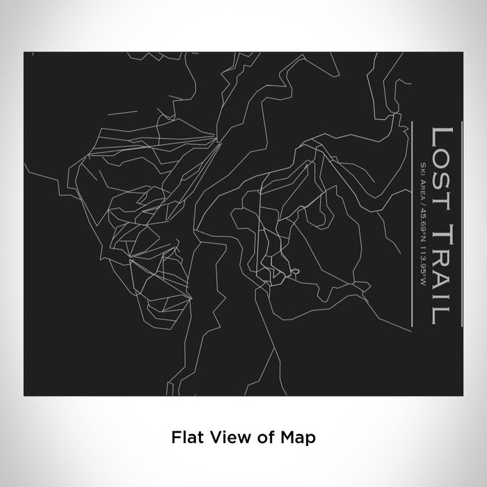 Rendered View of Lost Trail Ski Area Map Engraving on 20oz Stainless Steel Insulated Bottle with Bamboo Top in Black