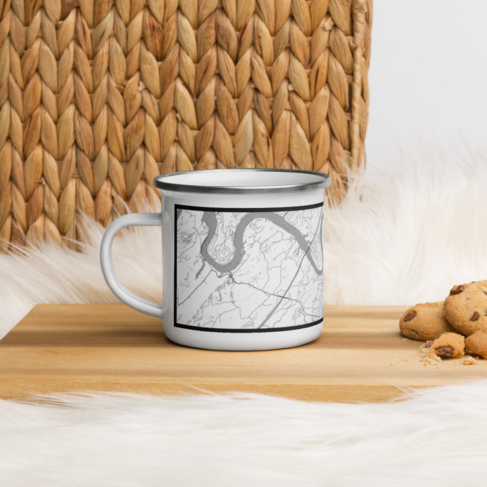 Left View Custom Loudon Tennessee Map Enamel Mug in Classic on Table Top