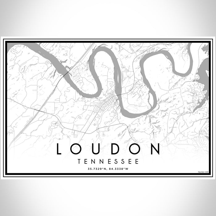 Loudon Tennessee Map Print Landscape Orientation in Classic Style With Shaded Background