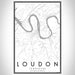 Loudon Tennessee Map Print Portrait Orientation in Classic Style With Shaded Background