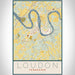 Loudon Tennessee Map Print Portrait Orientation in Woodblock Style With Shaded Background