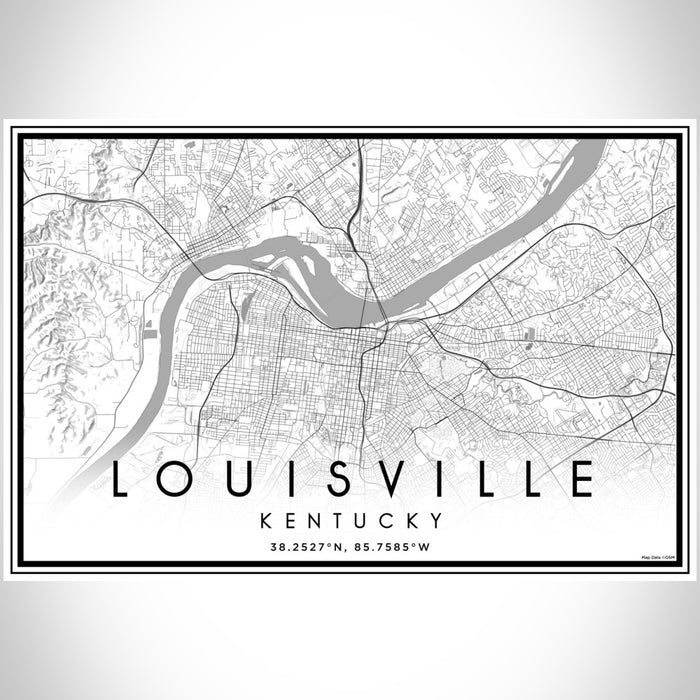 Louisville Kentucky Map Print Landscape Orientation in Classic Style With Shaded Background