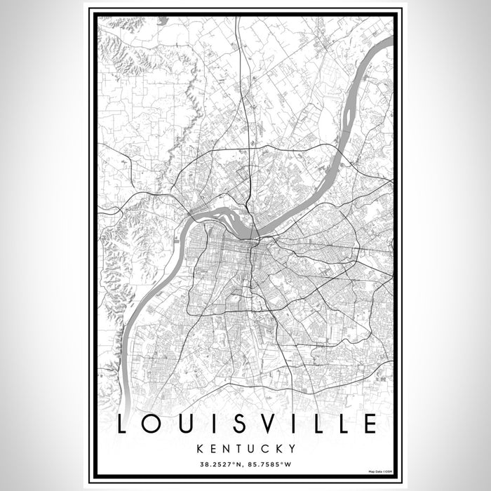 Louisville Kentucky Map Print Portrait Orientation in Classic Style With Shaded Background