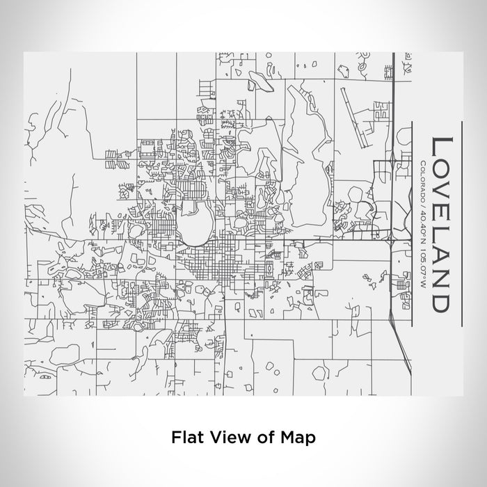 Rendered View of Loveland Colorado Map Engraving on 20oz Stainless Steel Insulated Bottle with Bamboo Top in White
