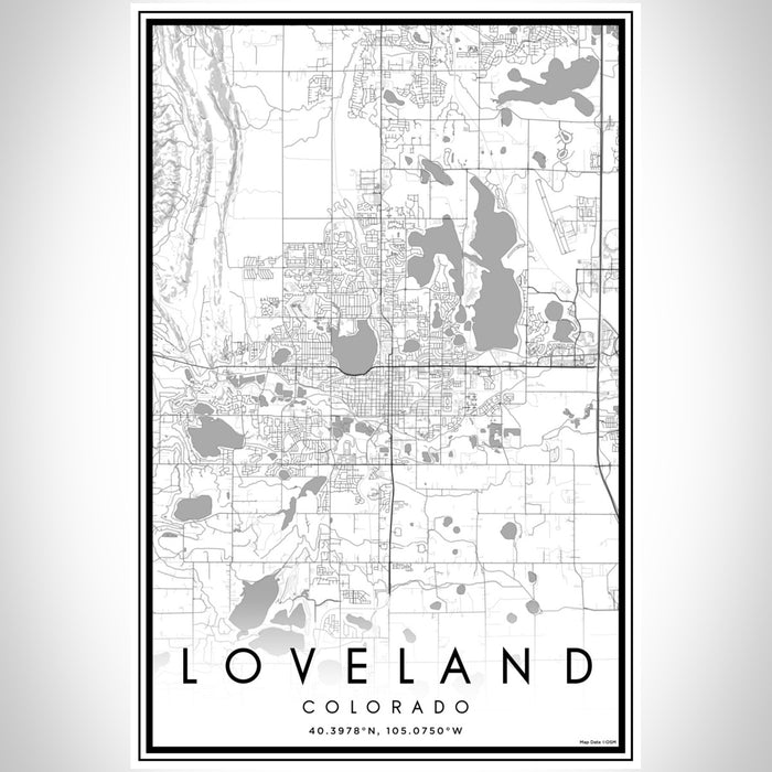 Loveland Colorado Map Print Portrait Orientation in Classic Style With Shaded Background
