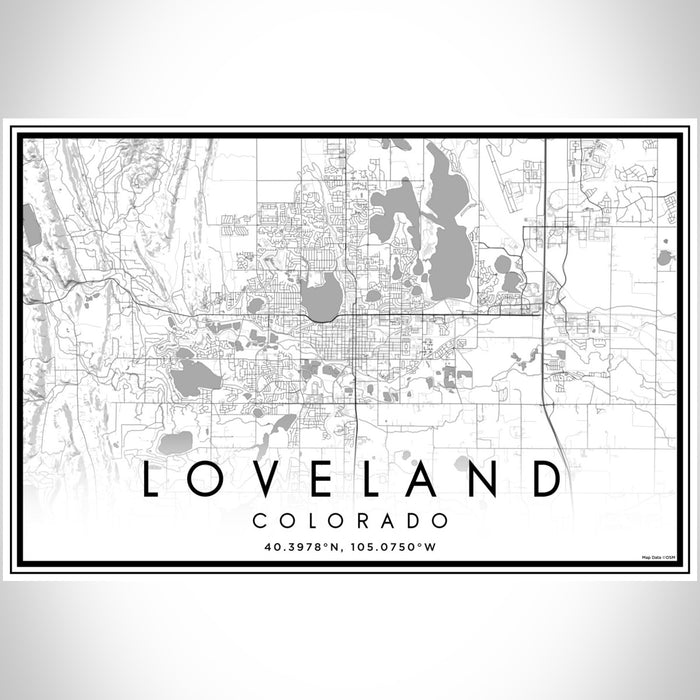 Loveland Colorado Map Print Landscape Orientation in Classic Style With Shaded Background