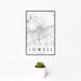 12x18 Lowell Massachusetts Map Print Portrait Orientation in Classic Style With Small Cactus Plant in White Planter