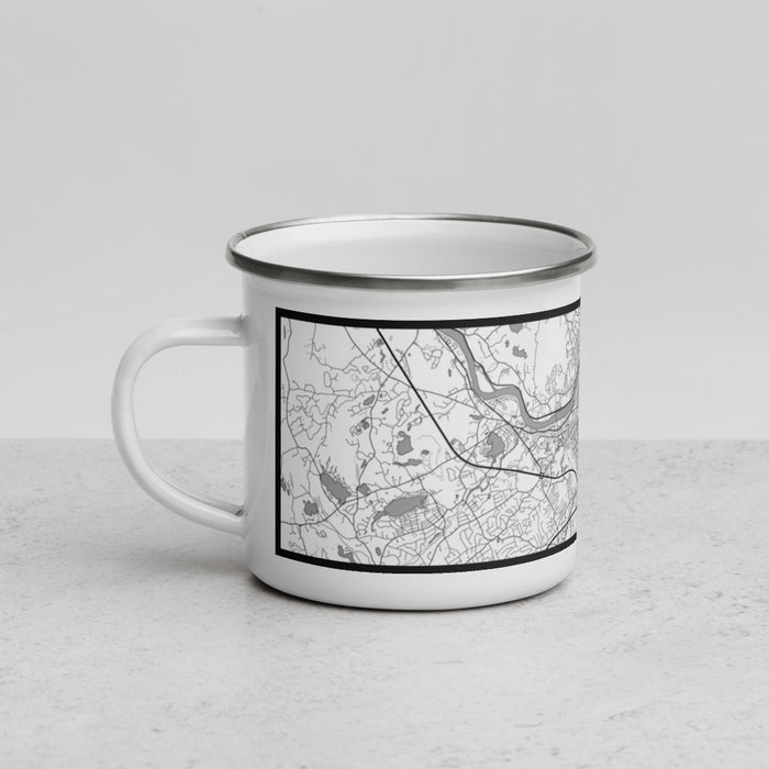 Left View Custom Lowell Massachusetts Map Enamel Mug in Classic