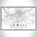 Lowell Massachusetts Map Print Landscape Orientation in Classic Style With Shaded Background