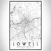 Lowell Massachusetts Map Print Portrait Orientation in Classic Style With Shaded Background