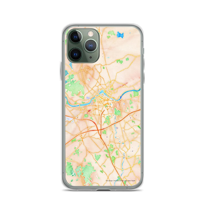 Custom iPhone 11 Pro Lowell Massachusetts Map Phone Case in Watercolor