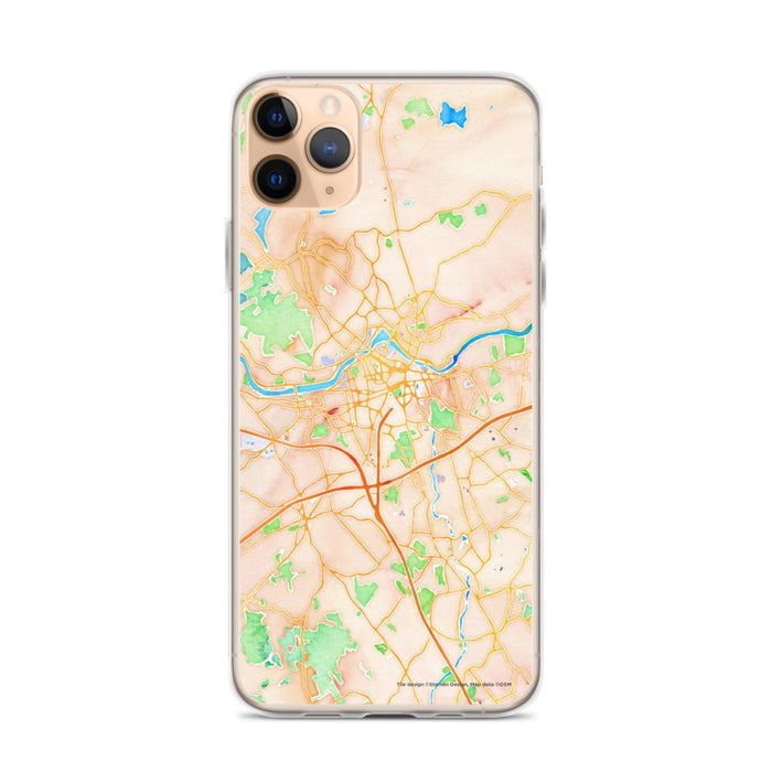 Custom iPhone 11 Pro Max Lowell Massachusetts Map Phone Case in Watercolor