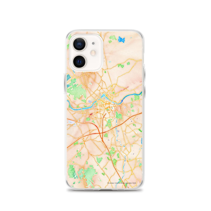 Custom iPhone 12 Lowell Massachusetts Map Phone Case in Watercolor