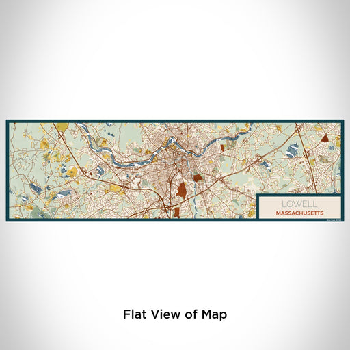 Flat View of Map Custom Lowell Massachusetts Map Enamel Mug in Woodblock