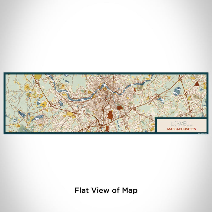 Flat View of Map Custom Lowell Massachusetts Map Enamel Mug in Woodblock