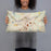 Person holding 20x12 Custom Lowell Massachusetts Map Throw Pillow in Woodblock