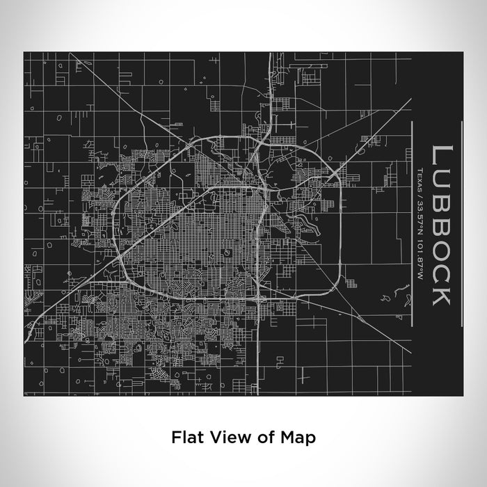 Rendered View of Lubbock Texas Map Engraving on 20oz Stainless Steel Insulated Bottle with Bamboo Top in Black