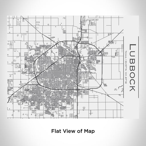 Rendered View of Lubbock Texas Map Engraving on 20oz Stainless Steel Insulated Bottle with Bamboo Top in White
